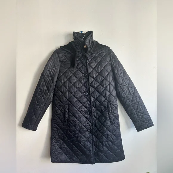 Ralph Lauren Black Trim Quilted Hooded Coat Jacket Size S - Picture 2 of 16